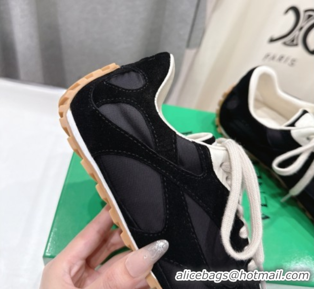 Best Grade Bottega Veneta Orbit Flash Sneakers in Suede and Nylon Black 0604041