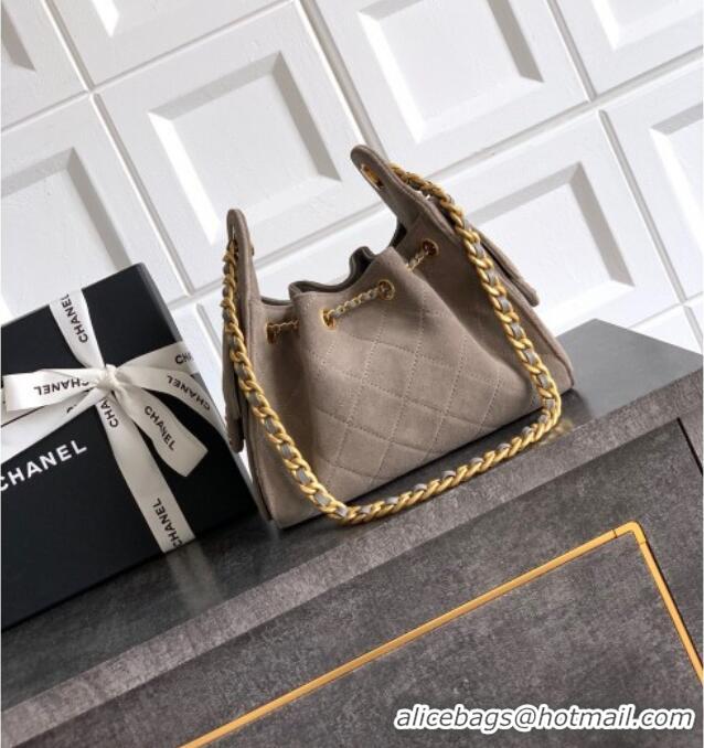 Promotional Chanel 25 Mini Hobo Handbag in Suede AS5631 Grey 2025