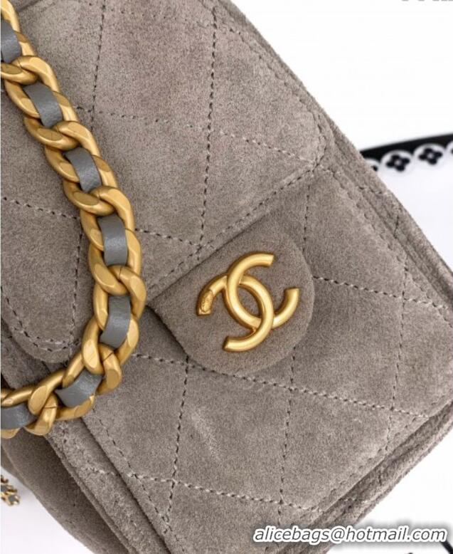 Promotional Chanel 25 Mini Hobo Handbag in Suede AS5631 Grey 2025