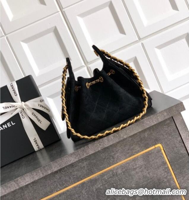 Trendy Design Chanel 25 Mini Hobo Handbag in Suede AS5631 Black 2025