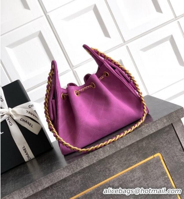 Top Grade Chanel 25 Mini Hobo Handbag in Suede AS5631 Purple 2025