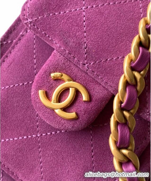 Top Grade Chanel 25 Mini Hobo Handbag in Suede AS5631 Purple 2025