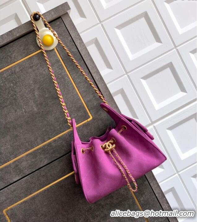 Top Grade Chanel 25 Mini Hobo Handbag in Suede AS5631 Purple 2025