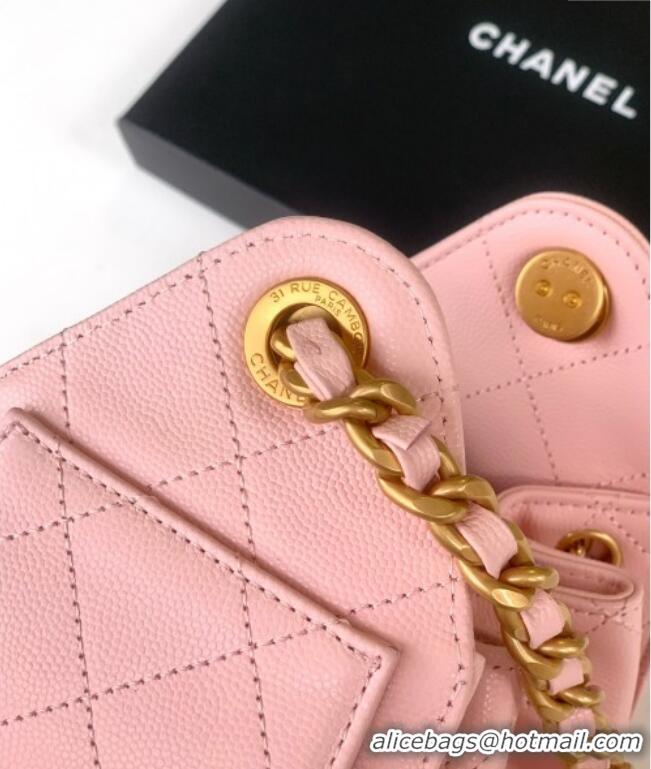 Top Grade Chanel 25 Mini Hobo Handbag in Grained Calfskin AS5631 Light Pink 2025