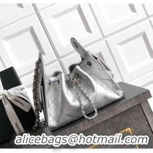 Top Grade Chanel 25 Mini Hobo Handbag in Grained Calfskin AS5631 Silver 2025