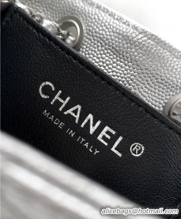 Top Grade Chanel 25 Mini Hobo Handbag in Grained Calfskin AS5631 Silver 2025