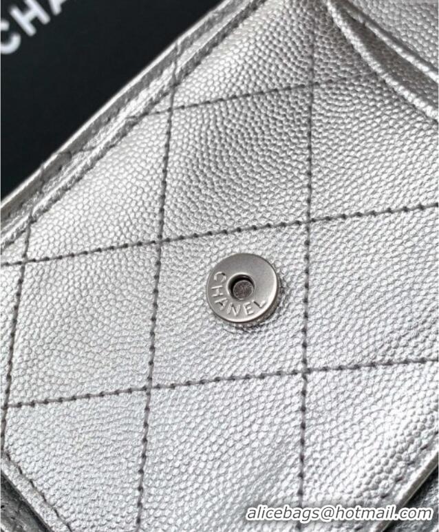 Top Grade Chanel 25 Mini Hobo Handbag in Grained Calfskin AS5631 Silver 2025