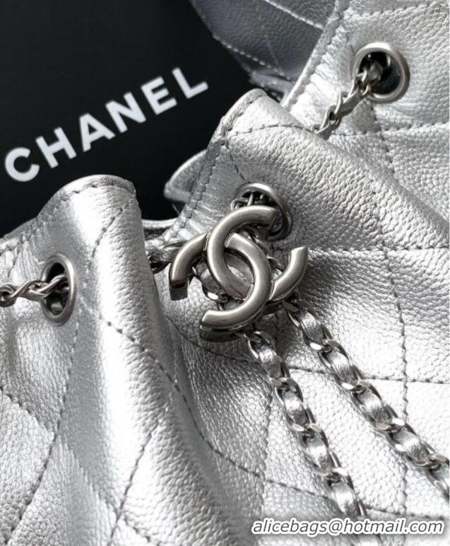 Top Grade Chanel 25 Mini Hobo Handbag in Grained Calfskin AS5631 Silver 2025