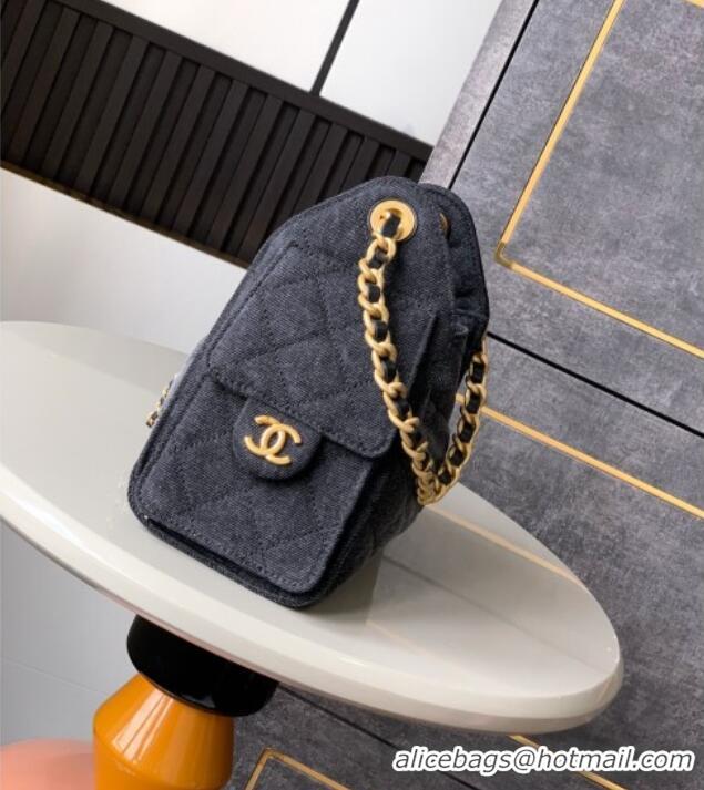 Top Quality Chanel 25 Mini Hobo Handbag in Denim AS5631 Grey 2025