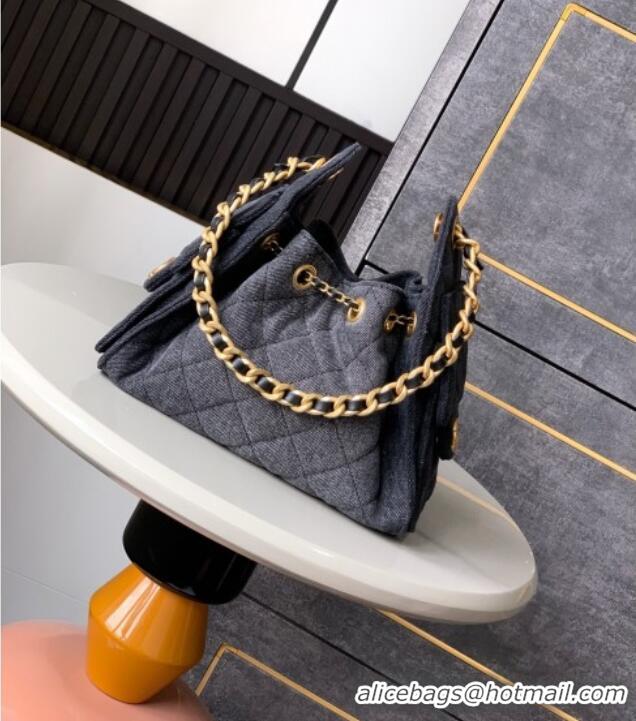 Top Quality Chanel 25 Mini Hobo Handbag in Denim AS5631 Grey 2025