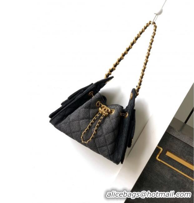 Top Quality Chanel 25 Mini Hobo Handbag in Denim AS5631 Grey 2025