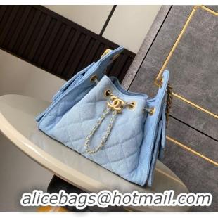 Luxury Discount Chanel 25 Mini Hobo Handbag in Denim AS5631 Light Blue 2025