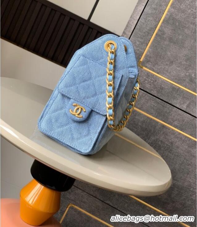 Luxury Discount Chanel 25 Mini Hobo Handbag in Denim AS5631 Light Blue 2025