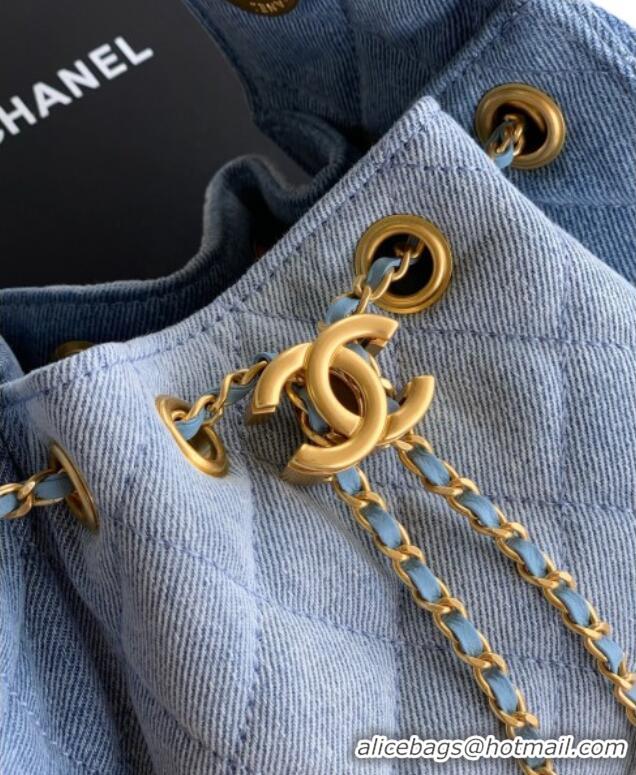 Luxury Discount Chanel 25 Mini Hobo Handbag in Denim AS5631 Light Blue 2025