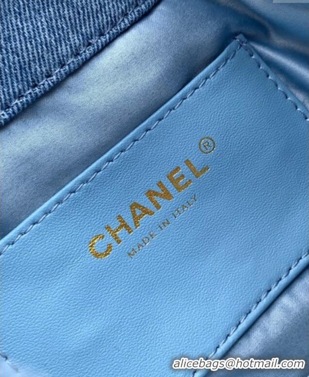 Luxury Discount Chanel 25 Mini Hobo Handbag in Denim AS5631 Light Blue 2025