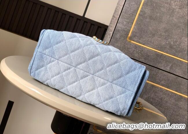 Luxury Discount Chanel 25 Mini Hobo Handbag in Denim AS5631 Light Blue 2025