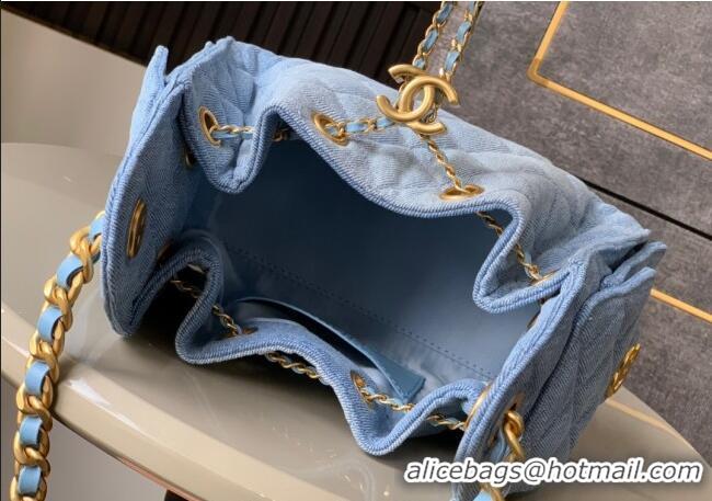 Luxury Discount Chanel 25 Mini Hobo Handbag in Denim AS5631 Light Blue 2025
