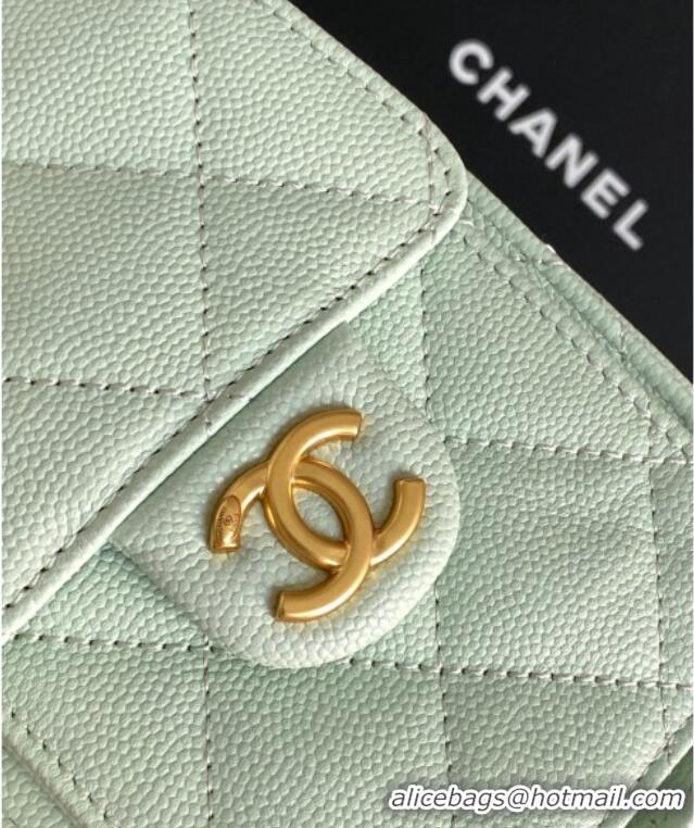Top Grade Chanel 25 Mini Hobo Handbag in Grained Calfskin AS5631 Light Green 2025