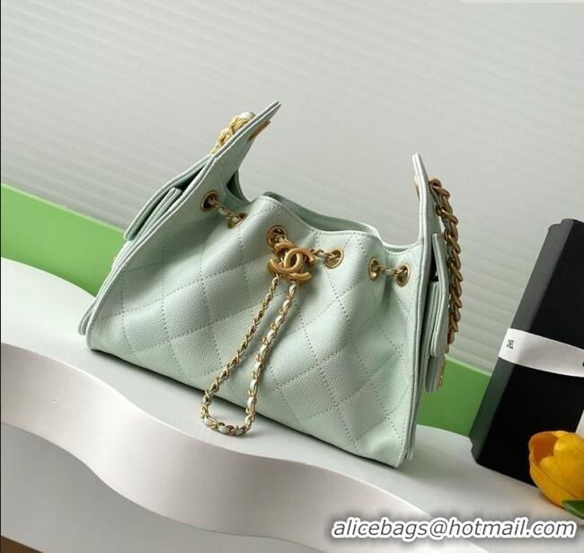 Top Grade Chanel 25 Mini Hobo Handbag in Grained Calfskin AS5631 Light Green 2025
