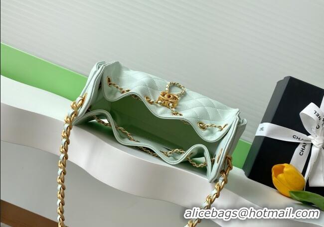 Top Grade Chanel 25 Mini Hobo Handbag in Grained Calfskin AS5631 Light Green 2025