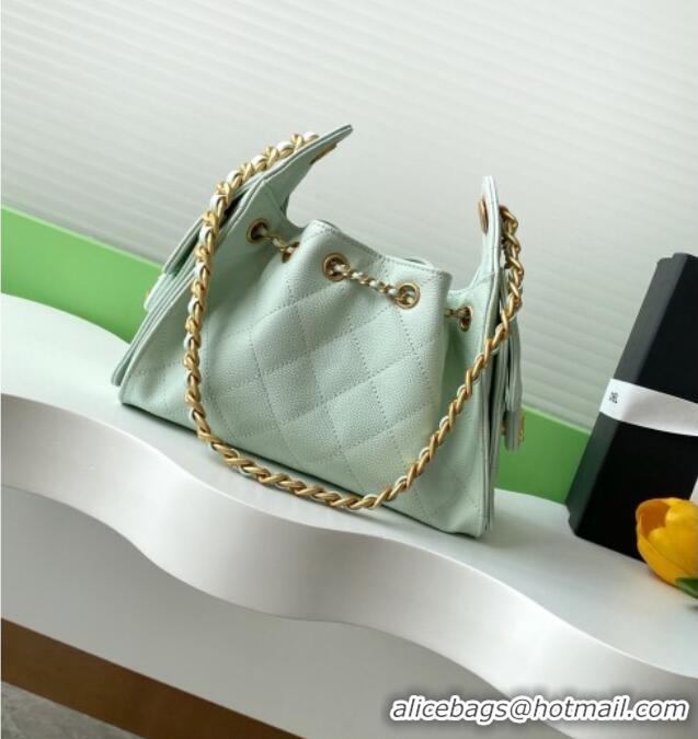 Top Grade Chanel 25 Mini Hobo Handbag in Grained Calfskin AS5631 Light Green 2025
