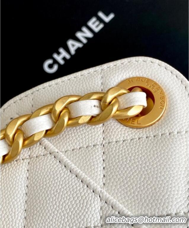 New Fashion Chanel 25 Mini Hobo Handbag in Grained Calfskin AS5631 White 2025