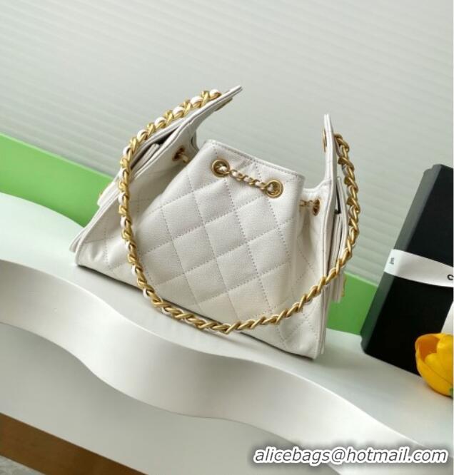 New Fashion Chanel 25 Mini Hobo Handbag in Grained Calfskin AS5631 White 2025