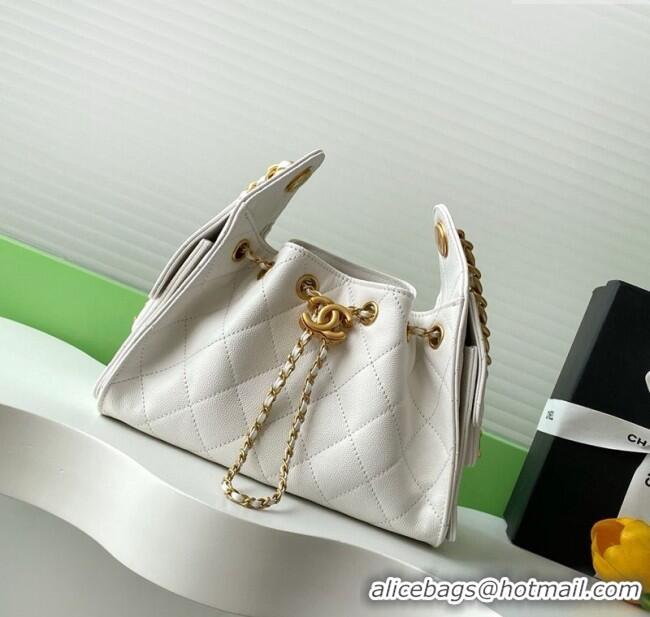 New Fashion Chanel 25 Mini Hobo Handbag in Grained Calfskin AS5631 White 2025
