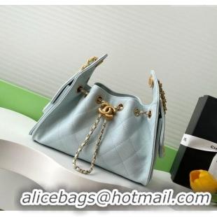 Buy Discount Chanel 25 Mini Hobo Handbag in Grained Calfskin AS5631 Light Blue 2025