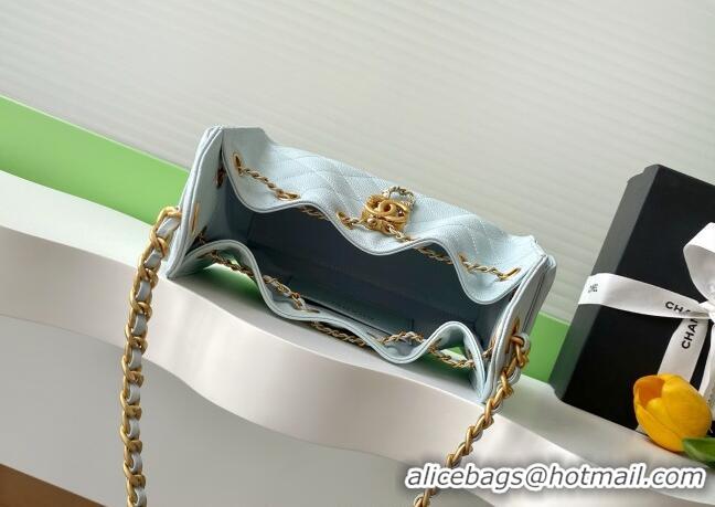 Buy Discount Chanel 25 Mini Hobo Handbag in Grained Calfskin AS5631 Light Blue 2025