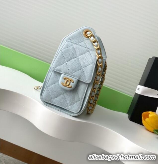 Buy Discount Chanel 25 Mini Hobo Handbag in Grained Calfskin AS5631 Light Blue 2025