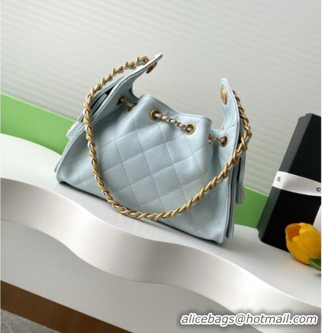 Buy Discount Chanel 25 Mini Hobo Handbag in Grained Calfskin AS5631 Light Blue 2025