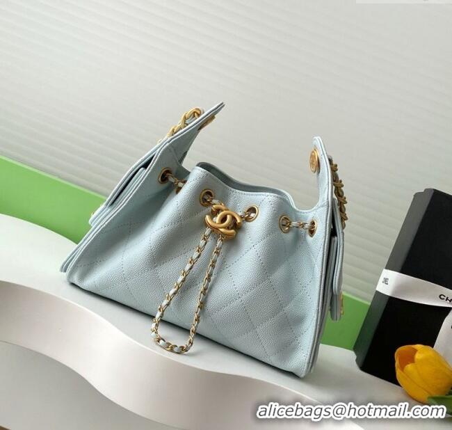 Buy Discount Chanel 25 Mini Hobo Handbag in Grained Calfskin AS5631 Light Blue 2025