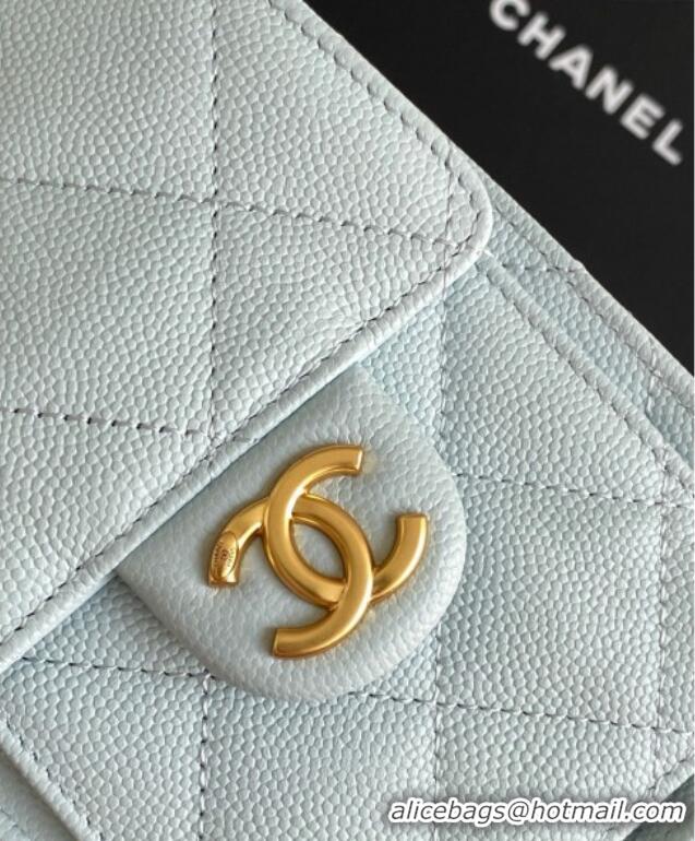 Buy Discount Chanel 25 Mini Hobo Handbag in Grained Calfskin AS5631 Light Blue 2025