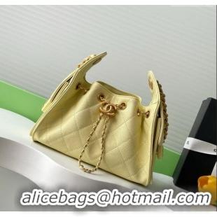 Luxury Cheap Chanel 25 Mini Hobo Handbag in Grained Calfskin AS5631 Light Yellow 2025