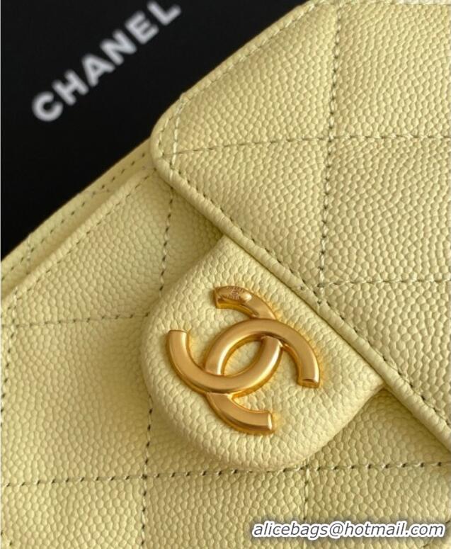 Luxury Cheap Chanel 25 Mini Hobo Handbag in Grained Calfskin AS5631 Light Yellow 2025