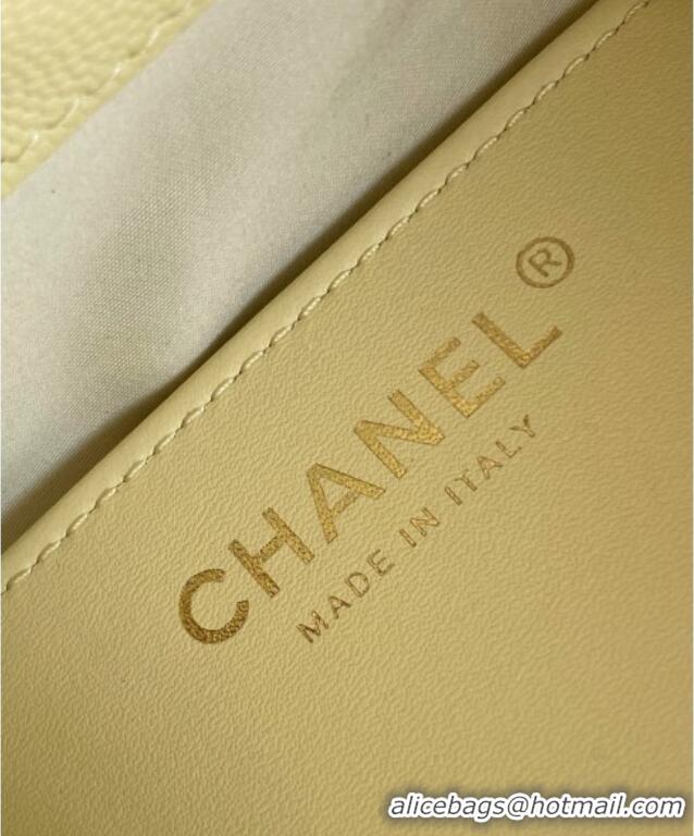 Luxury Cheap Chanel 25 Mini Hobo Handbag in Grained Calfskin AS5631 Light Yellow 2025