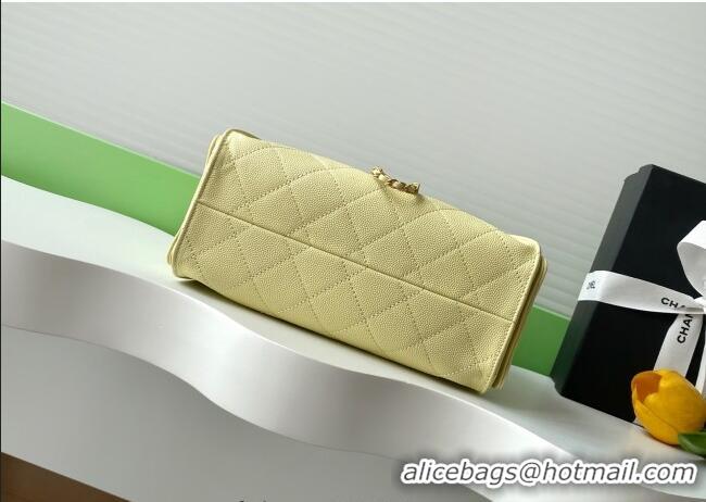 Luxury Cheap Chanel 25 Mini Hobo Handbag in Grained Calfskin AS5631 Light Yellow 2025