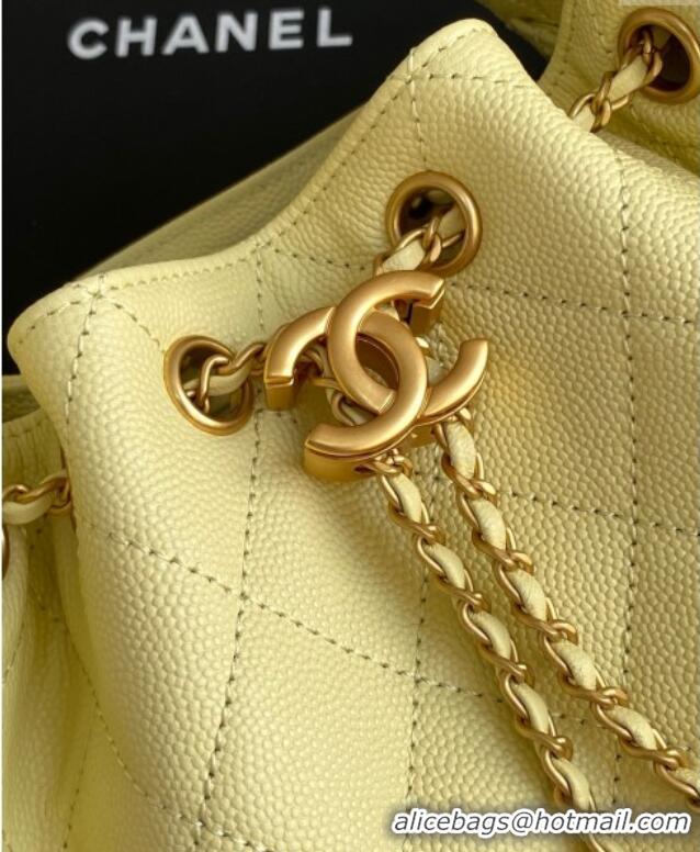 Luxury Cheap Chanel 25 Mini Hobo Handbag in Grained Calfskin AS5631 Light Yellow 2025