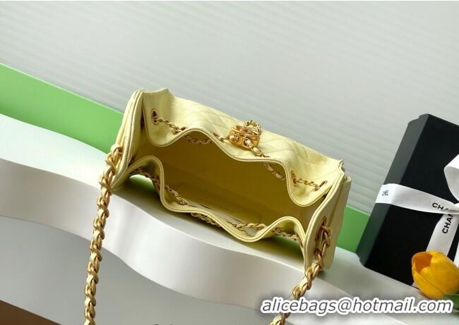 Luxury Cheap Chanel 25 Mini Hobo Handbag in Grained Calfskin AS5631 Light Yellow 2025