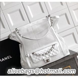 Promotional Chanel Large Mesh & Patent Calfskin Shopping Bag CH052603 White 2025