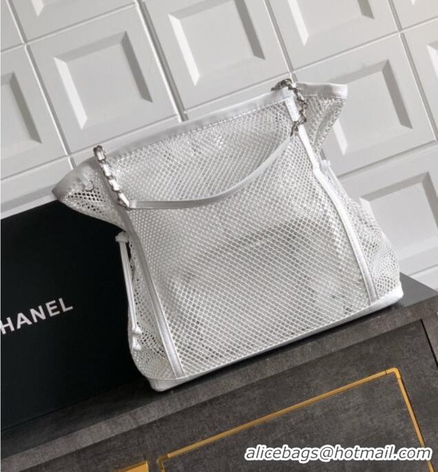 Promotional Chanel Large Mesh & Patent Calfskin Shopping Bag CH052603 White 2025