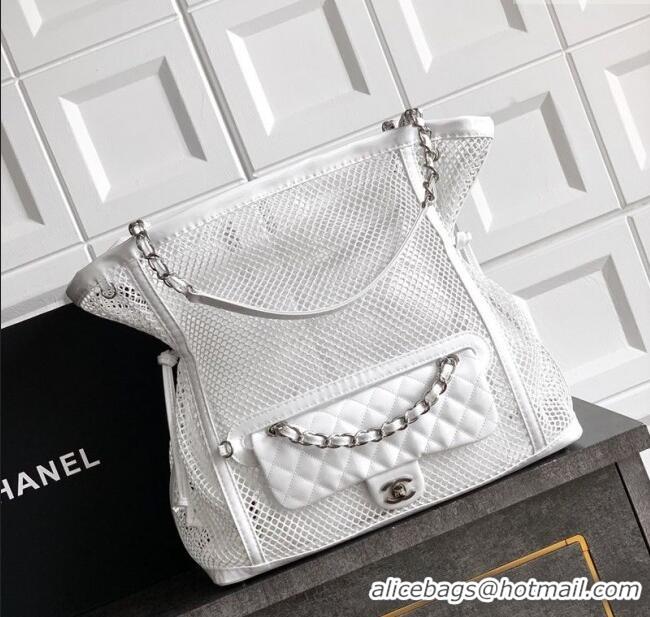 Promotional Chanel Large Mesh & Patent Calfskin Shopping Bag CH052603 White 2025
