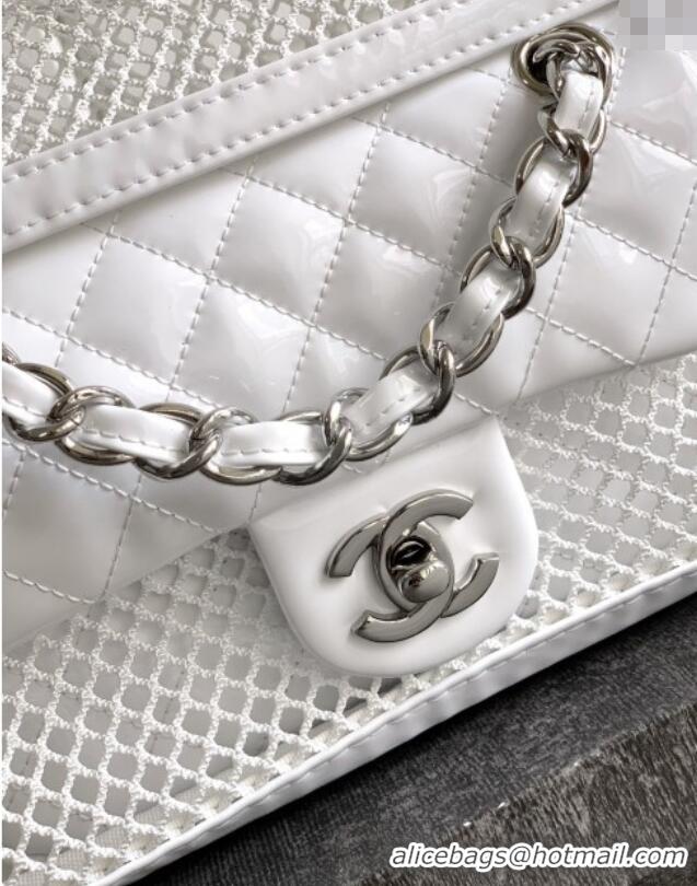 Famous Brand Chanel Medium Mesh & Patent Calfskin Shopping Bag CH052603 White 2025