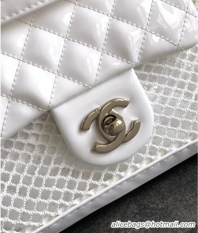 Top Quality Chanel Small Mesh & Patent Calfskin Shopping Bag CH052603 White 2025