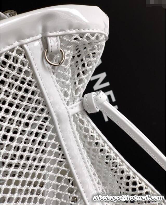 Top Quality Chanel Small Mesh & Patent Calfskin Shopping Bag CH052603 White 2025