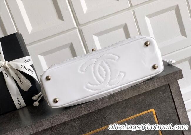Top Quality Chanel Small Mesh & Patent Calfskin Shopping Bag CH052603 White 2025