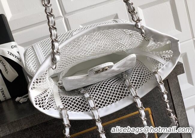 Top Quality Chanel Small Mesh & Patent Calfskin Shopping Bag CH052603 White 2025
