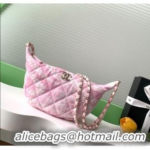 Best Price Chanel Printed Denim Large Hobo Bag AS5431 Light Pink/White 2025