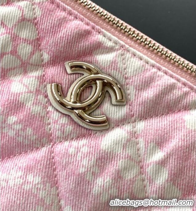 Best Price Chanel Printed Denim Large Hobo Bag AS5431 Light Pink/White 2025